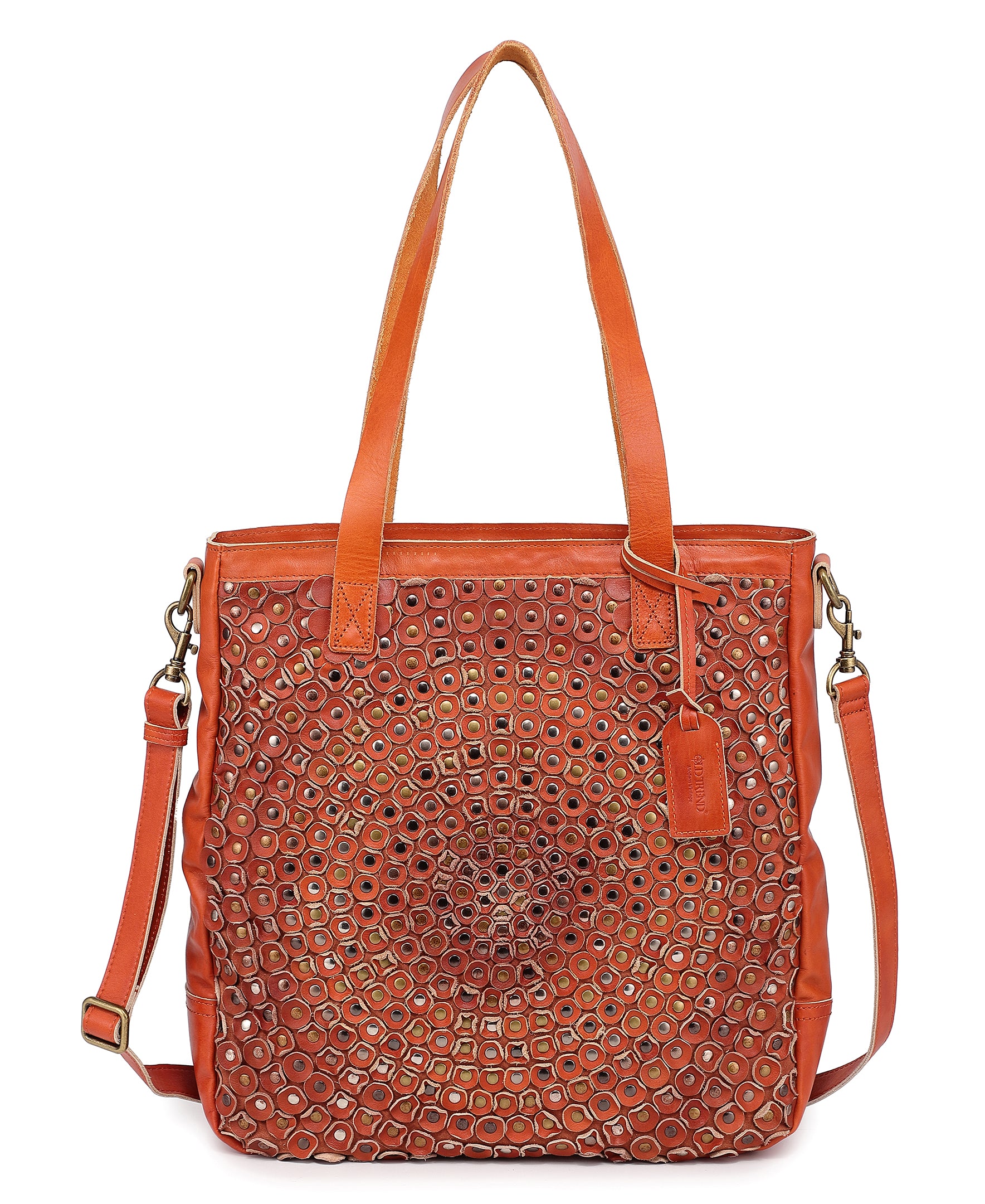 Studded hotsell genuine leather tote bag